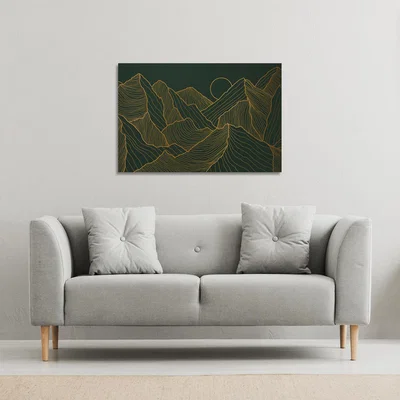 The Range Golden mountain line art Canvas Print - Yellow / 31cm / 41cm