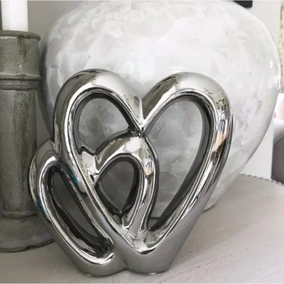 The Range Silver Double Heart Ornament  - Silver
