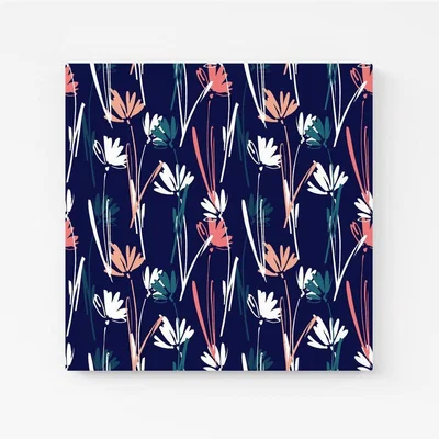 The Range Hand Drawn Wild Flowers Canvas Print - Blue / Large