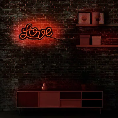 The Range Neon Red Light-Up LED Love Cursive Sign - Red