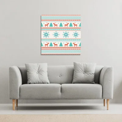 The Range Christmas Traditional Knitted Gallery Canvas - Blue / 61cm