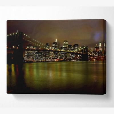 The Range Brooklyn Bridge Green Waters Canvas Print Wall Art - Yellow / 35.56cm