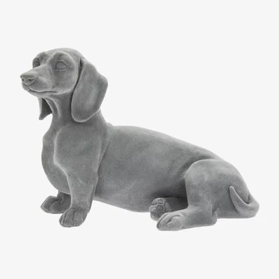 The Range Grey Velvet Sitting Dachshund Ornament - Grey
