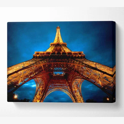 The Range La Tour Eiffel Tower Canvas Print Wall Art - Yellow / 35.56cm