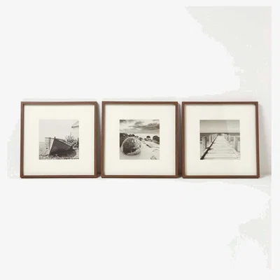 The Range Set of 3 Beach Front Sepia Photographs Framed Wall Art - Brown