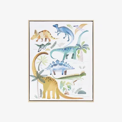 The Range Colourful Dinosaurs Framed Canvas