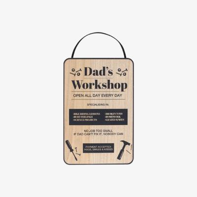 The Range Dad's Workshop Wooden Hanging Sign - Light Wood