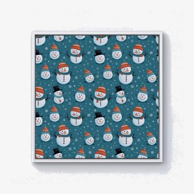 The Range Jolly Christmas Snowmen Canvas Print - Blue / 101.6cm / White Frame