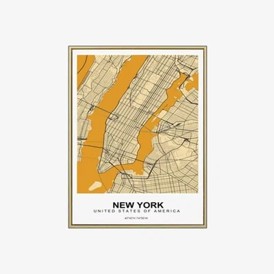 The Range Framed Mustard City Map