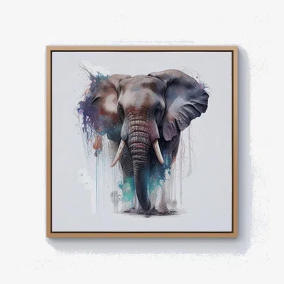 The Range Elephant Splashart Canvas Print - Yellow / 40.6cm / Pine Frame