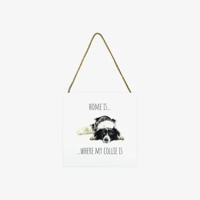 The Range Louise Nisbet (Border Collie) Wooden Block - White