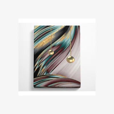 The Range Burgundy  Turquoise And Gold Swirl Canvas Print - Black / 50.8cm