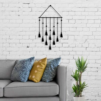 The Range Tassel  Wall Art Metal Decorative Object - Black - Black