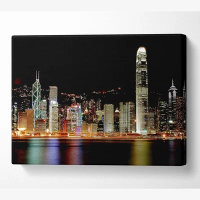 The Range Hong Kong Coast Line Canvas Print Wall Art - Yellow / 35.56cm