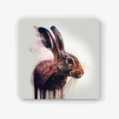 The Range Hare Face Splashart HD Metal Print - Brown / 56cm