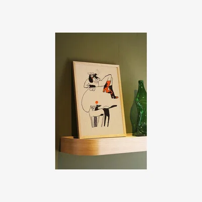 Rockett St George Orange Starred Boots Cowgirl Art Print - Unframed