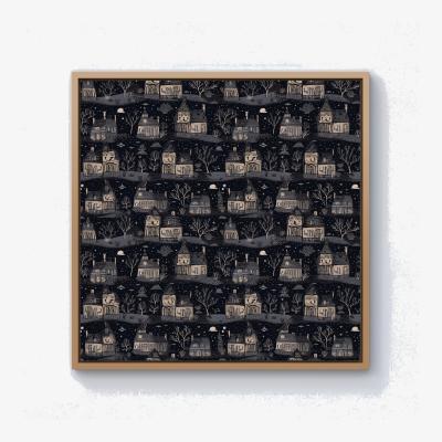 The Range Spooky Haunted Houses  Canvas Print - Grey / 40.6cm / Pine Frame