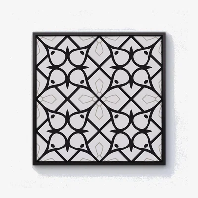 The Range Arabic Style Pattern Canvas Print - Black / Black Frame / 25.4cm