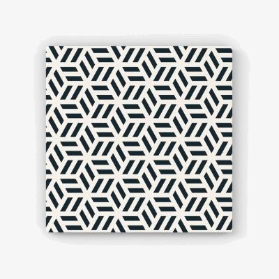 The Range Geometric Monochrome Hexagonal Pattern HD Metal Print - Black / 40cm