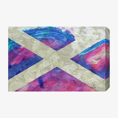 The Range Maps and Flags Scotland Flag Graphic Art Wrapped on Canvas - Blue / 112cm