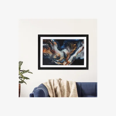 The Range Marble Framed Art - Blue and Gold
