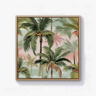 The Range Palm Trees Pattern Canvas Print - Green / Pine Frame / 25.4cm