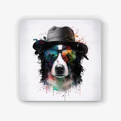 The Range Border Collie Dog HD Metal Print - Neutral / 40cm