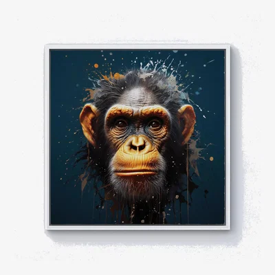 The Range Splashart Realistic Monkey Face Canvas Print - Brown / White Frame / 76.2cm