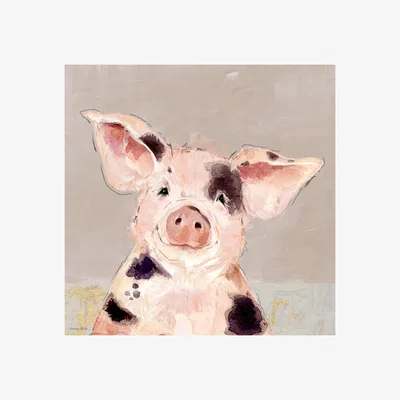 The Range Kathryn White Inquistive Piglet Canvas - Pink