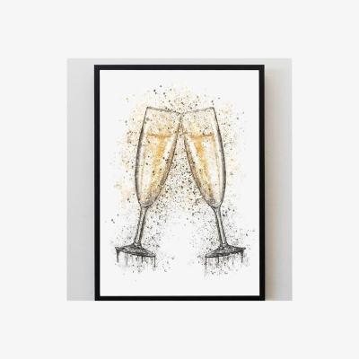 The Range Champagne Cheers Glasses Splatter Print - Yellow / A3