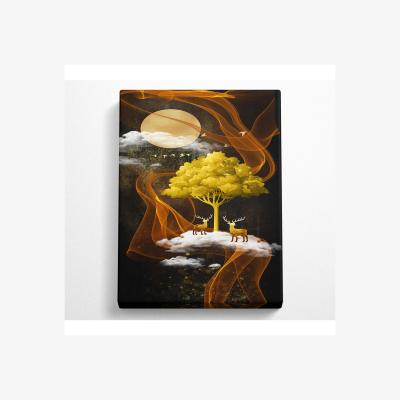The Range Brown Swirls With Gold Tree Canvas Print - Black / 50.8cm