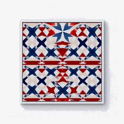 The Range American Flag Abstract Pattern Canvas Print - Blue / White Frame / 101.6cm