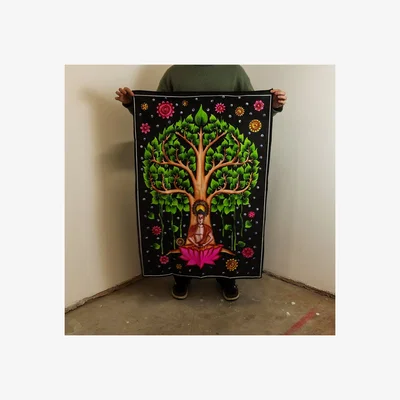 The Range Buddha  Bodhi Tree Cotton Wall Art 70x110cm - Spiritual Decor - Multi