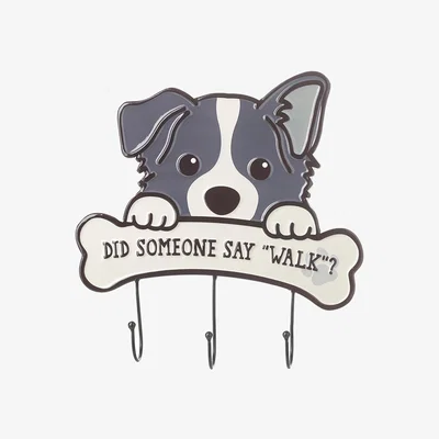 The Range Dog Walkies Sign With Hooks - White