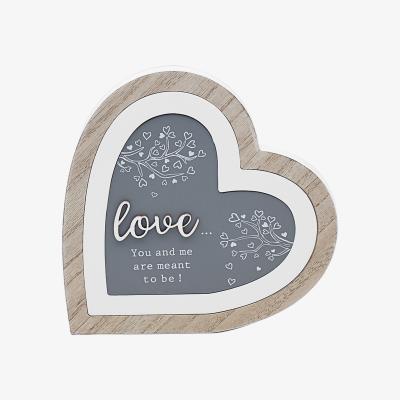 The Range Triple Wooden Love Heart Plaque  - Grey