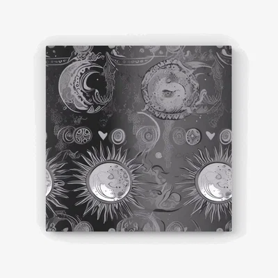 The Range Black Grey Abstract Sun and Moon HD Metal Print - Grey / 56cm