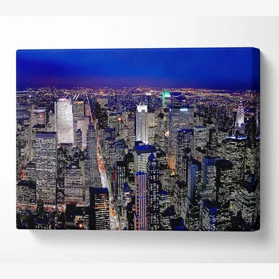 The Range Metroplis Blue Canvas Print Wall Art - Yellow / 101.6cm