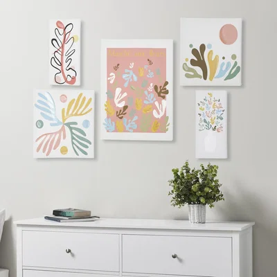 The Range Set of 5 Matisse Inspired Wall Art - White