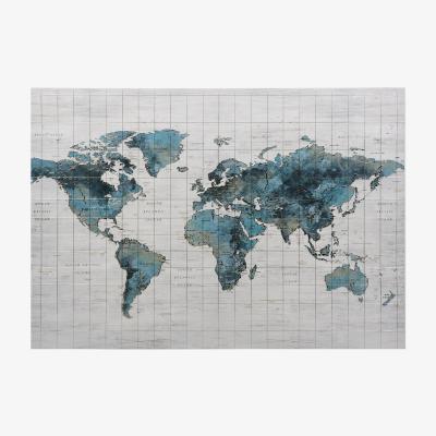 The Range Azure Embossed Foil World Map Canvas