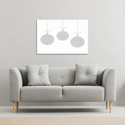 The Range Three Hanging Christmas Baubles Gallery Canvas - White / 46cm / 31cm
