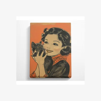 The Range Cat Hug Canvas Print - Black / 101.6cm