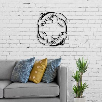 The Range Japanese Fish Wall Art Metal Decorative Object - Black - Black