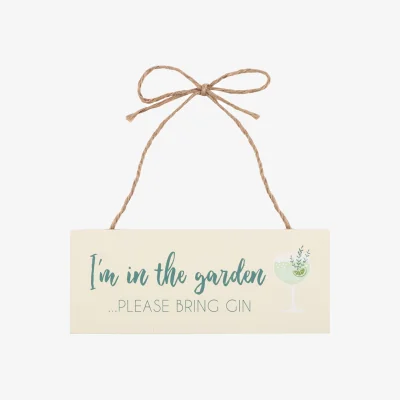 The Range Bring Gin Garden Sign Humorous Outdoor Decor 10cm x 23cm - Tan