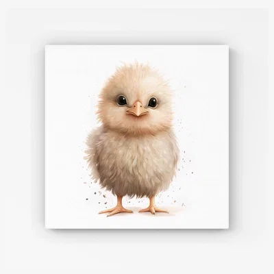 The Range Cute Chick Watercolour HD Metal Print - Neutral / 30cm