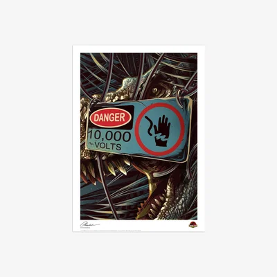 The Range Jurassic Park Danger 10,000 Volts Limited Edition Art Print - Multi