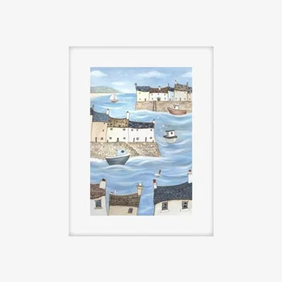 The Range Framed Village Harbour Prints  - White