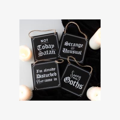 The Range Not Today Satan Funny Hanging Sign For Demons Be Gone - Black
