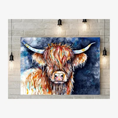 The Range Hairy Cow Canvas - Brown / 16 x 24 in