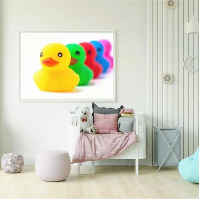 The Range Colourful Ducks In A Row Art Print - Yellow / 42cm