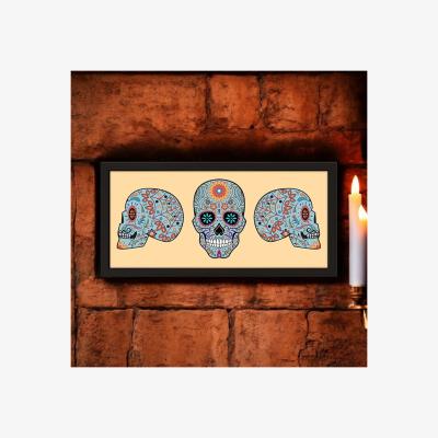 The Range Wall Art Framed Print Home Skull Set - Black